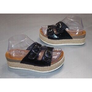 Patrizia by Spring Step Womens 6 6.5 EU 37 Black Platform Espadrille Sandals